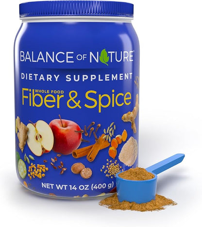 Balance of Nature Fiber & Spice - Psyllium Husk, Flax Seed, Turmeric & Apple - 30 Servings