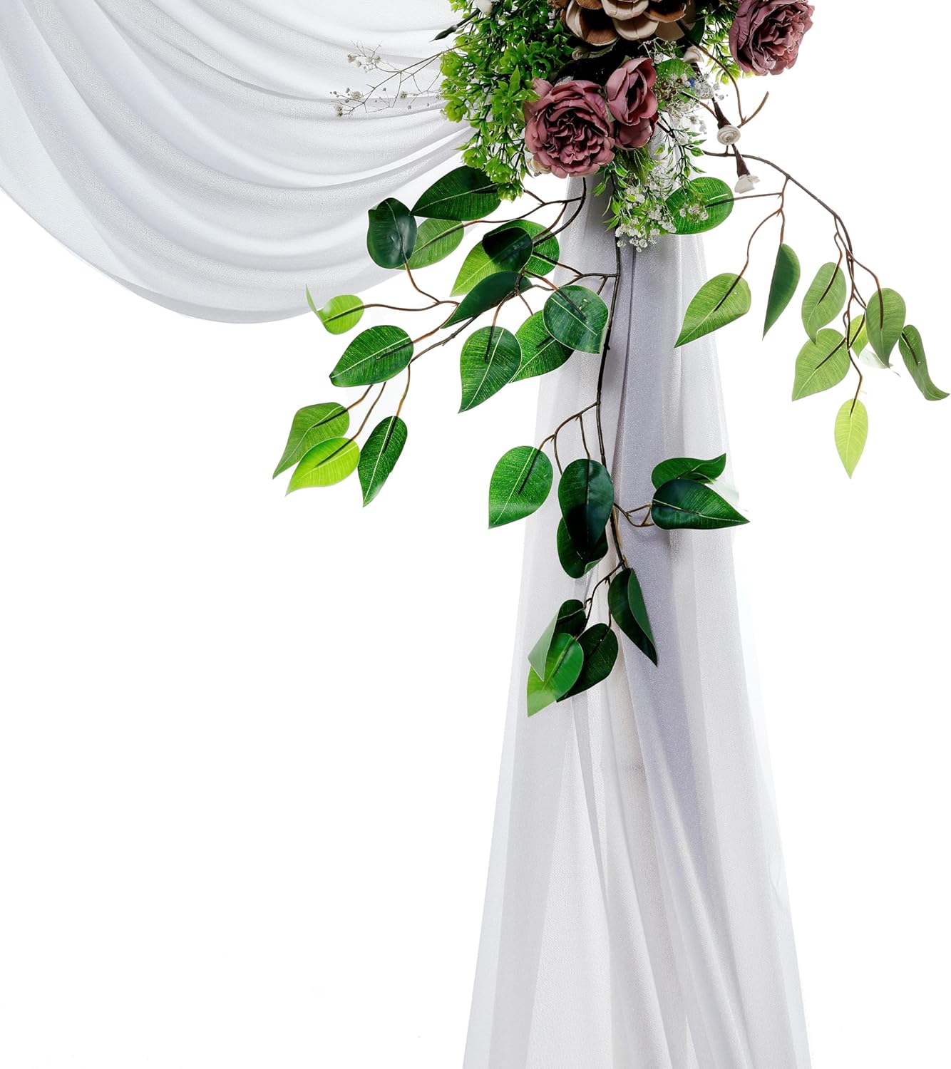 VDS Pack of 1 Panel (30 Inch X 30 Feet) Wedding Arch Draping Fabric Sheer Chiffon Fabric Drapery for Wedding Ceremony Reception Swag Backdrop Canopy Chuppah ARBO Altars Decoration (Cool Grey)