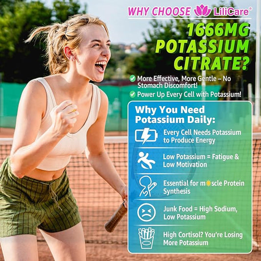Potassium Citrate Gummies 1666mg for Adults - Potassium Supplement, Magnesium Glycinate, Zinc, B6, B12 & C – Electrolyte Gummies for Energy, Recovery & Leg Cramps, Vegan 120 Cts