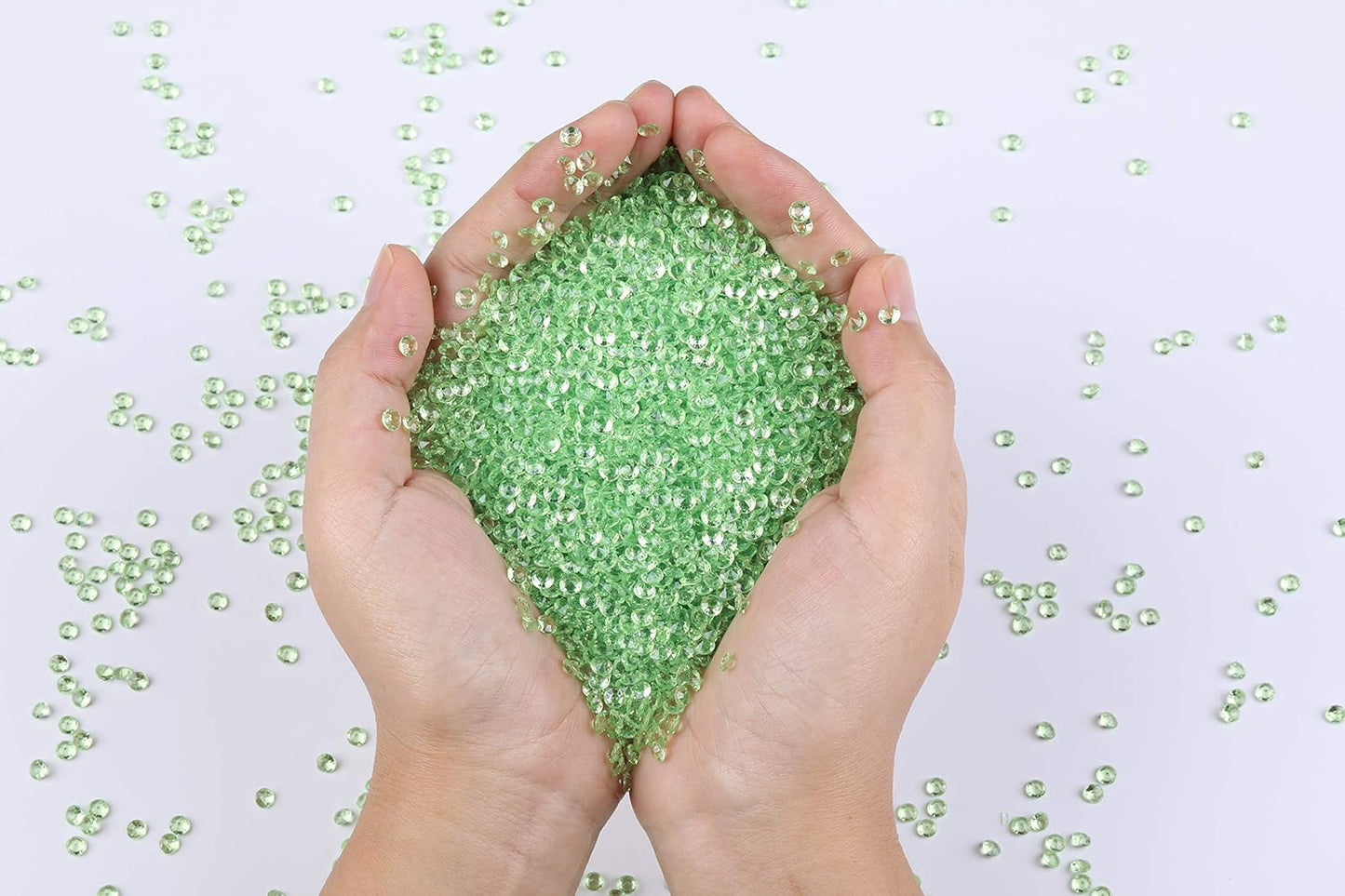 10000 pcs/Pack Wedding Table Scatter Confetti Crystals Acrylic Diamonds Vase Fillers 4.5 mm Rhinestones for Wedding, Bridal Shower, Vase Beads Decorations (Light Green)