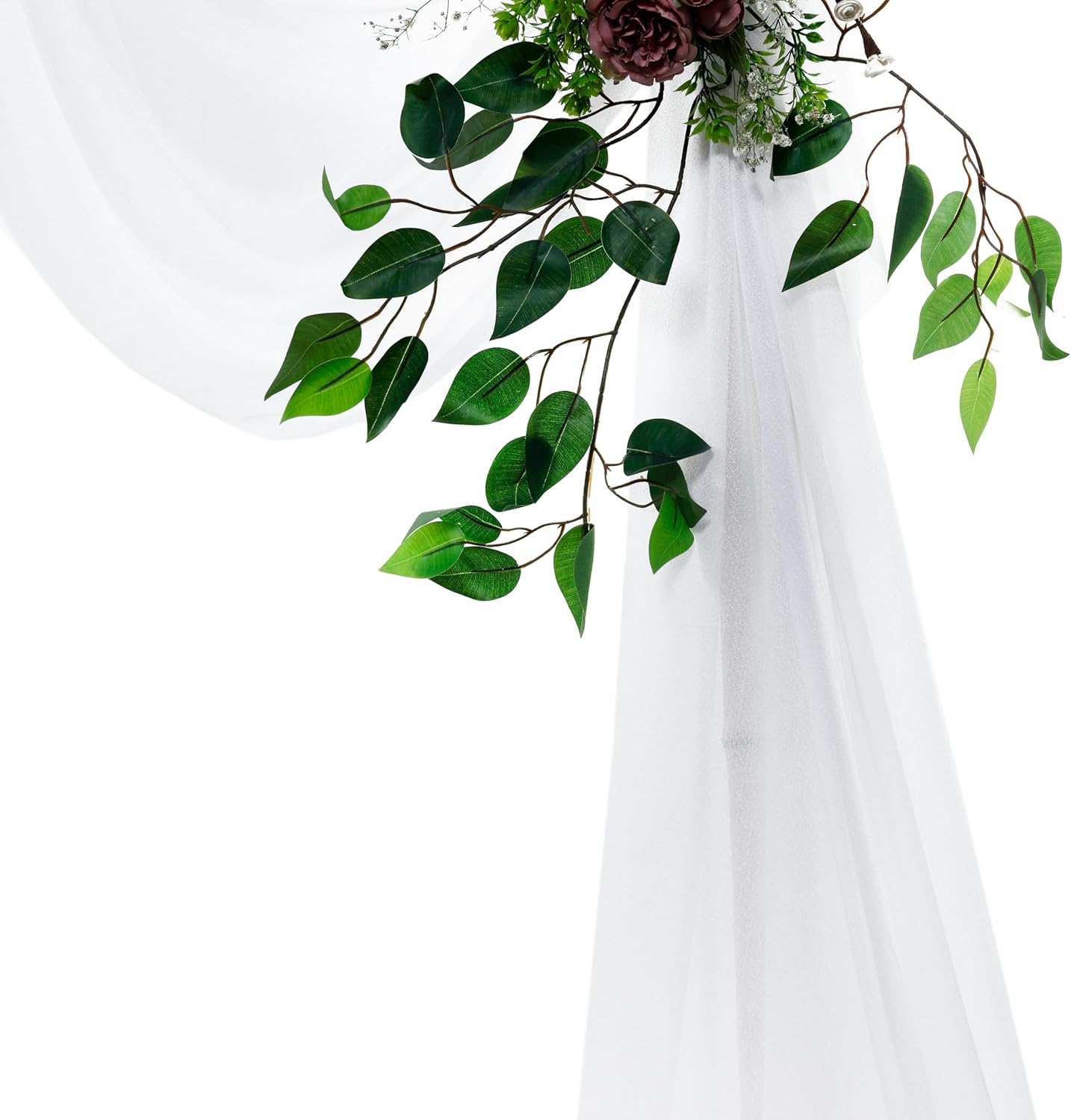 VDS Pack of 1 Panel (30 Inch X 20 Feet) Wedding Arch Draping Fabric Sheer Chiffon Fabric Drapery for Wedding Ceremony Reception Swag Backdrop Canopy Chuppah ARBO Altars Decoration (White)