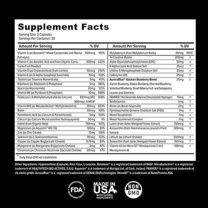 Whole Food Daily Essential Multivitamins for Adults and Seniors - 2X a Day - Vitamin A, C, D, E, B12 and Minerals - Natural and Holistic Support (60 Capsules)