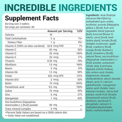 Dr. Berg Kids Chewable Multivitamins (NOT Sweetened w/Sugar) - Daily Multivitamin for Kids That Includes 20 Nutrients & Trace Mineral Complex - Mixed Berry Chewable Vitamins for Kid - Red Wafers
