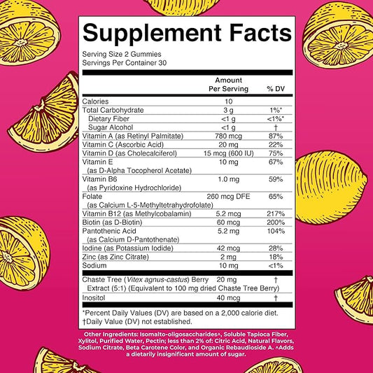 MaryRuth Organics, Sugar Free, Vegan Vitamin Gummy, Immune Support Daily Multivitamin + Chasteberry, Hair, Skin and Nail for Women, 60 Count, Pack of 1