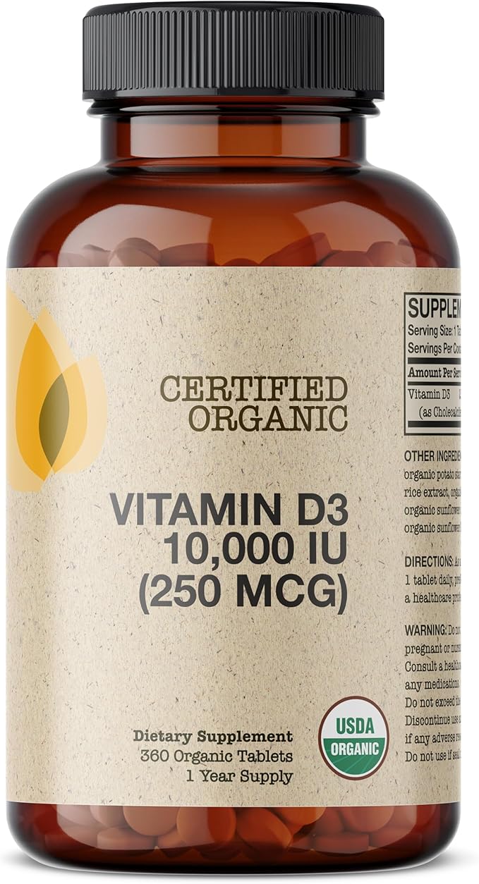 Futurebiotics Vitamin D3 10,000 IU (250 MCG) Supports a Healthy Immune Response, Helps Maintain Strong Bones and Muscles, 360 Organic Tablets