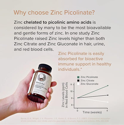 Potent & Pure Magnesium & Zinc Complex - Fully Reacted Magnesium with Chelated Zinc Picolinate - by Rootcha | 120 Capsules