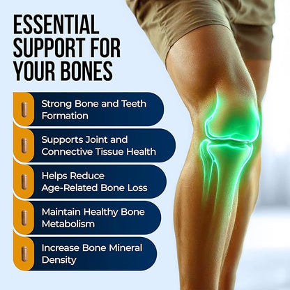Nature's Nectar Bone & Joint Supplements for Men & Women – Supports Bone Health, Strength & Growth with Calcium, Vitamin D, Magnesium & Strontium – Bone Builder Formula for Maximum Absorption –90 Caps