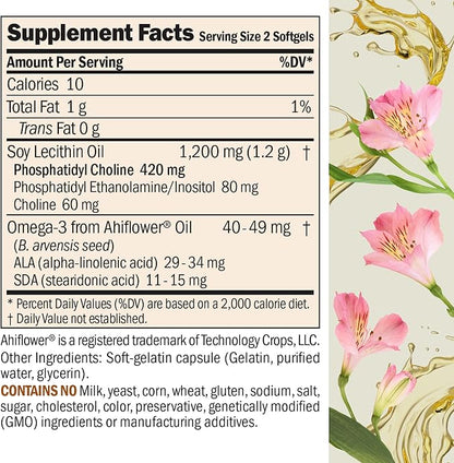 ANDREW LESSMAN PC Liver and Brain Benefits 60 Softgels - Phosphatidyl Choline, Most Important Building Block for Healthy Liver and Brain Structure, Function. No Additives. Easy to Swallow Softgels