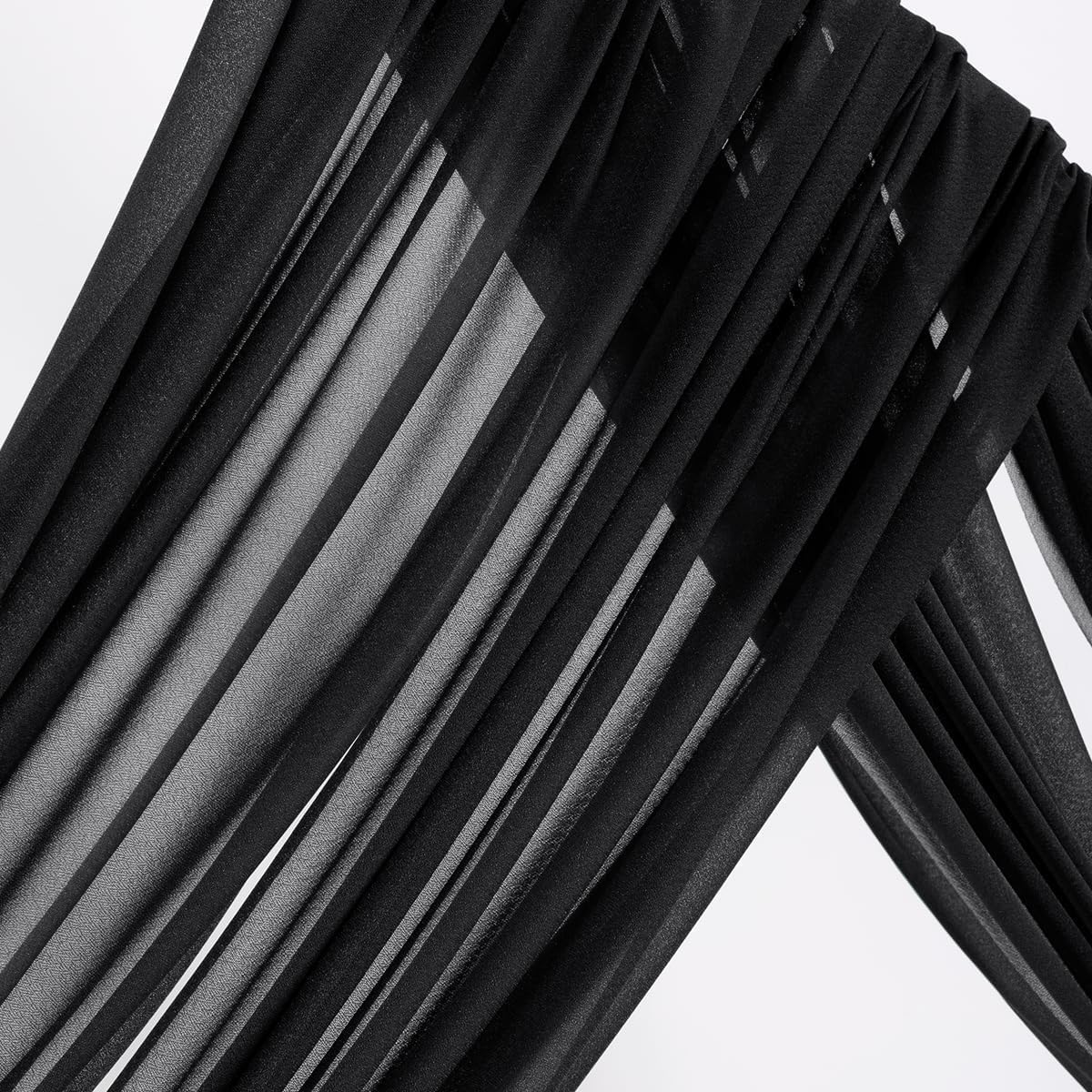 MLMW Wedding Arch Draping Fabric 2 Panels 29" x 20Ft Black Sheer Wedding Arch Backdrop Drapes Outdoor Curtain for Halloween Ceremony Party Background Ceiling Decor