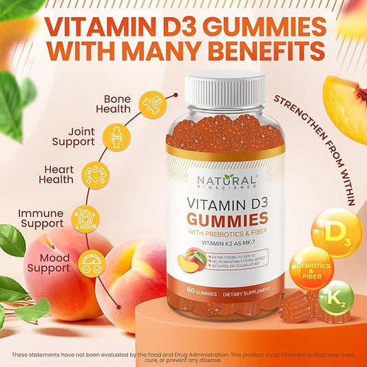 Vitamin D3 K2 Gummies 10000 IU, High Potency D3 10000 Gummies with K2 MK7, Immune & Bone Support, Natural Chewable Supplement for Adults, 90 Gummies