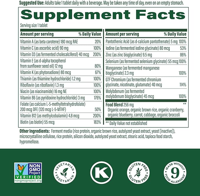 MegaFood Women's 55+ One Daily Multivitamin for Women - with Vitamin A, C, D3 & E for Optimal Aging Support - Plus Real Food - Bone & Immune Support Supplement - Vegetarian - 60 Tabs