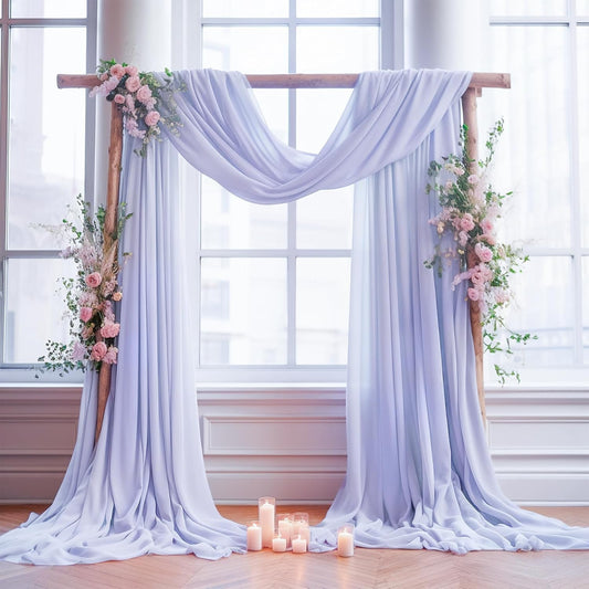 Wedding Arch Draping Fabric,1 Panel 18FT Purple Sheer Chiffon Curtain Drapes 6 Yards for Wedding Ceremony Birthday Party Decoration