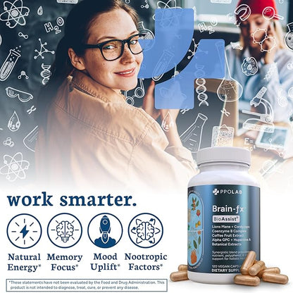 Brain-fx™ Focus Memory Nootropic Energy Brain Supplement, Lions Mane Extract, L Theanine, B Complex Methyl B12 5MTHF, Alpha GPC, Bacopa, Ginseng, Cordyceps, Huperzine A BDNF Factor, 120 Count