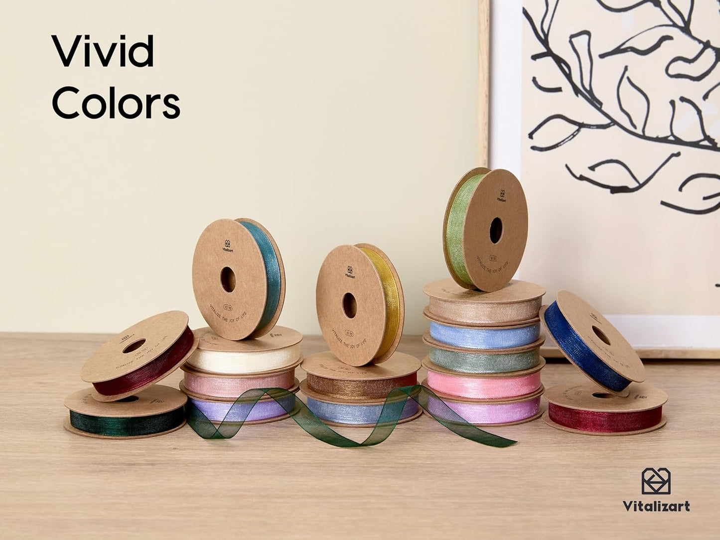 Vitalizart 3/8" x 90 Yards Organza Ribbon Pastel Color 9 Rolls x 10 Yd Sheer Ribbon for Gift Wrapping Crafts Christmas Tree Bows Wedding Invitations Wreaths Party Decor Bouquet DIY Projects