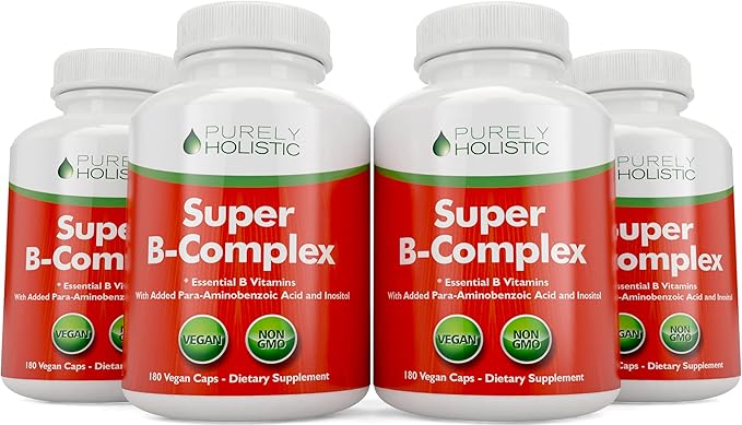 Vitamin B Complex - 8 Super B Complex Vitamins with Choline & Inositol, Vitamins B1, B2, B3, B5, B6, B8, B9 & B12 - B100 Complex - 180 Vegan Capsules - 6 Month Supply - Made in The USA
