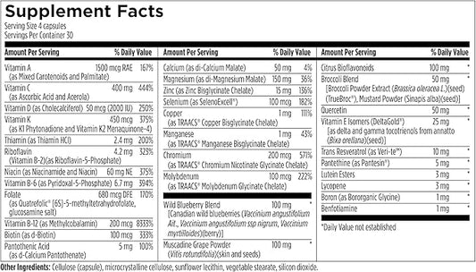 Multi Plus Phyto - Comprehensive Multivitamin & Phytonutrient Blend - Nutrition for Athletes - Highly Absorbable Vitamins, Minerals & Plant-Based Compounds - 120 Capsules