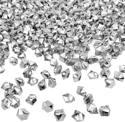 Fake Crushed Ice Cubes, Vase Fillers, 11 * 14 mm 650 pcs Reusable Fake Ice Cubes Artificial Acrylic Crystal Cubes for Wedding Decor Gold