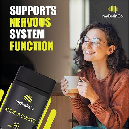 Active-B Complex – High Strength Activated B Vitamin Supplement with B2, B6, B12 & Methyl Folate – Supports Energy, Brain Function & Nervous System – 60 Vege-Capsules