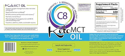 LifeSense C8 MCT Oil, Keto-Friendly, Sourced from Coconut Oil, Clinically Proven to Increase Ketone Production, Optimal Fuel for The Brain and Body, Made in USA by PhD Nutrition, 32 oz