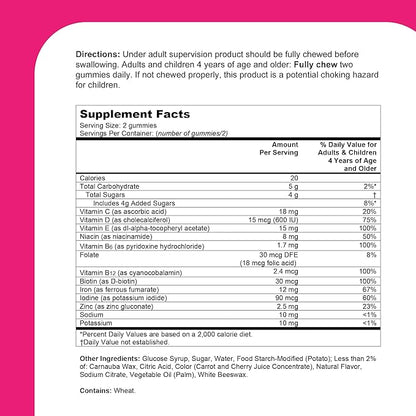 One A Day Kids Multivitamin with Iron Gummy, Vitamin D, Vitamin C, E, Zinc for Immune Support, Gummy Vitamins, Kids Multivitamin Gummies with Iron, Cherry Flavor, 60 Count (Packaging May Vary)