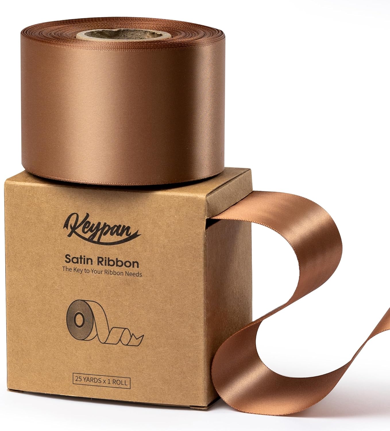 Brown Satin Ribbon 2.5 Inch Double-Faced Polyester Ribbons 25 Yards for Gift Wrapping Crafts Flower Bouquet Wedding Paper Christmas Holiday Decor