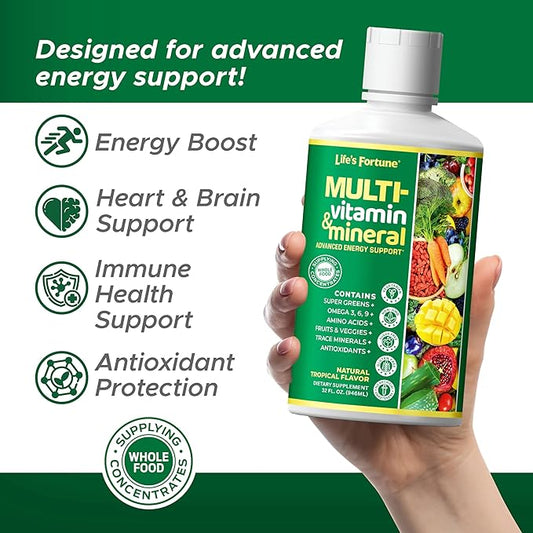 Life's Fortune Multivitamin All Natural Energy Source Supplying Whole Food Concentrates, Antioxidants, Amino Acids, Enzymes, Trace Minerals & More, 32 Servings (Pack of 2)