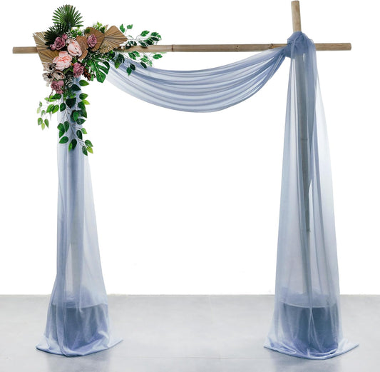 VDS Pack of 1 Panel (30 Inch X 30 Feet) Wedding Arch Draping Fabric Sheer Chiffon Fabric Drapery for Wedding Ceremony Reception Swag Backdrop Canopy Chuppah ARBO Altars Decoration (Dusty Blue)