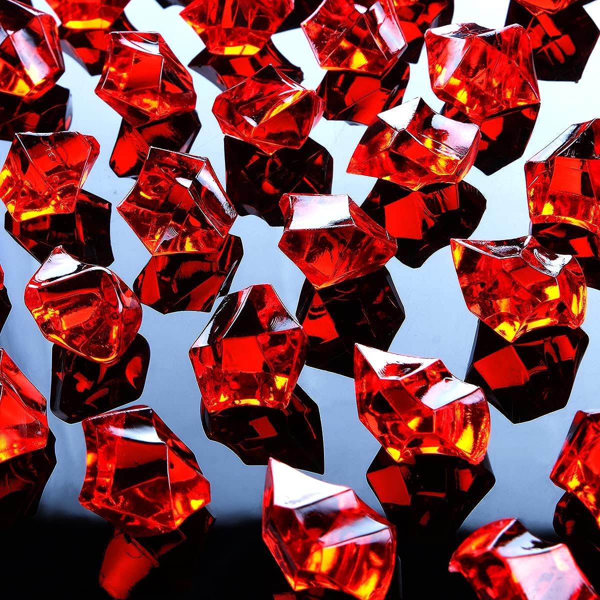 Acrylic Crushed Ice Rocks, Babenest 150 PCS Fake Crystals Plastic Ice Cubes Diamonds Gems for Vase Fillers, Home Decoration, Table Scatter, Event, Wedding, Arts & Crafts (Red)