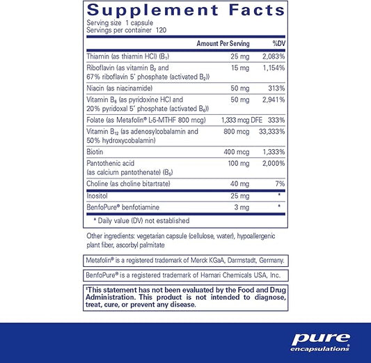 Pure Encapsulations PureGenomics B-Complex - Broad Spectrum B Vitamin Support for Genetic Expression, Cellular Function, Hormone Production & Energy Metabolism* - with Vitamin B12 & B6-120 Capsules