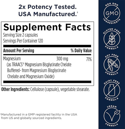 Designs for Health Magnesium Glycinate Complex - Chelated Magnesium Bisglycinate + High Absorption Magnesium for Calming & Sleep, Heart Health, Immune Support & Bone Strength - Vegan (240 Capsules)