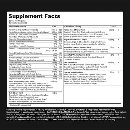 Whole Food Natural Multivitamin and Mineral Capsules for Men - All-Day Energy, Inner Zen, and Stronger You (120 Capsules)