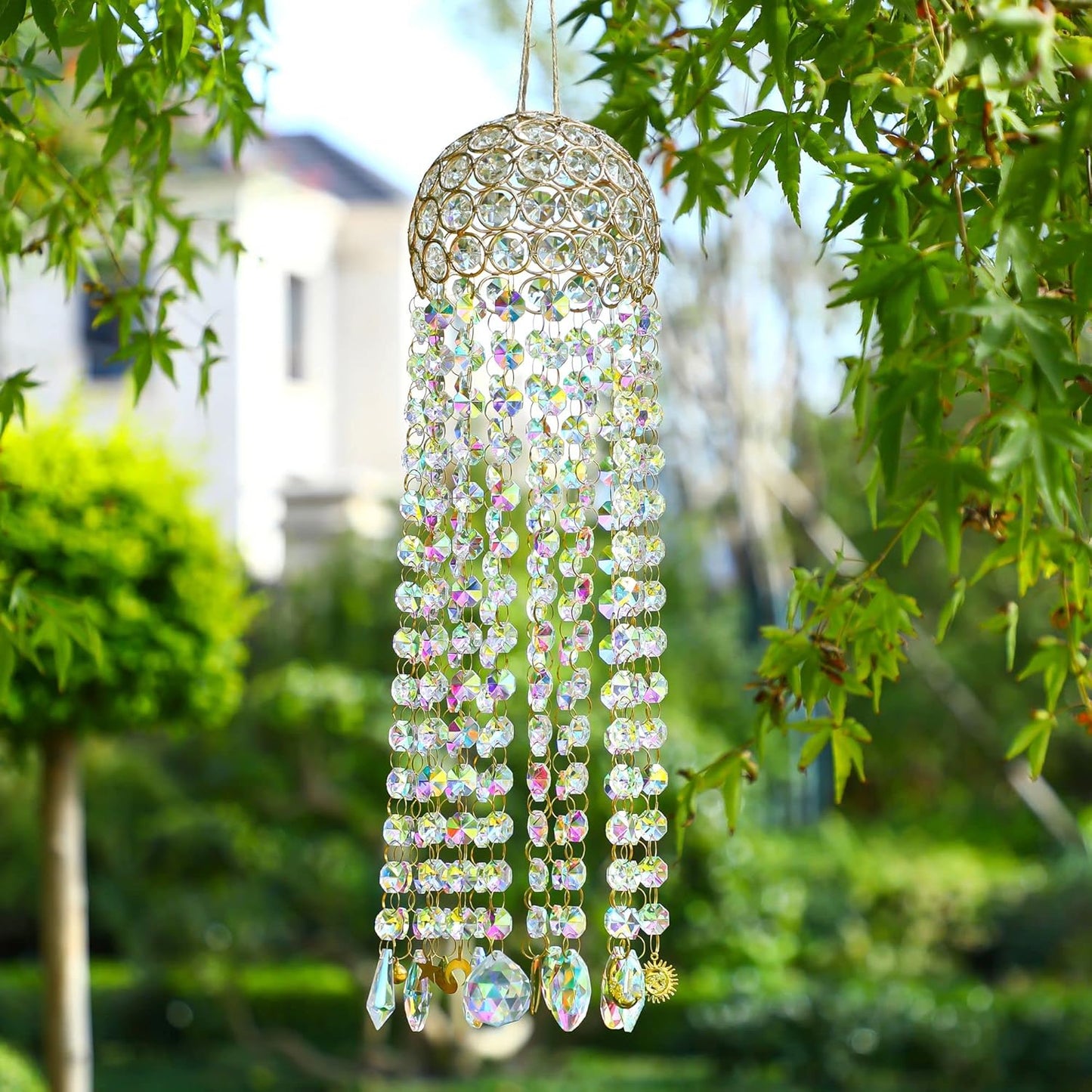 Chandelier Wind Chimes Crystal Suncatcher Window Hanging Sun Catchers AB Color Crystal Prism Rainbow Maker Pendant…