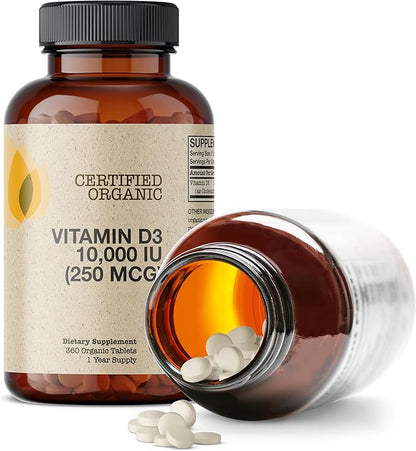 Futurebiotics Vitamin D3 10,000 IU (250 MCG) Supports a Healthy Immune Response, Helps Maintain Strong Bones and Muscles, 360 Organic Tablets