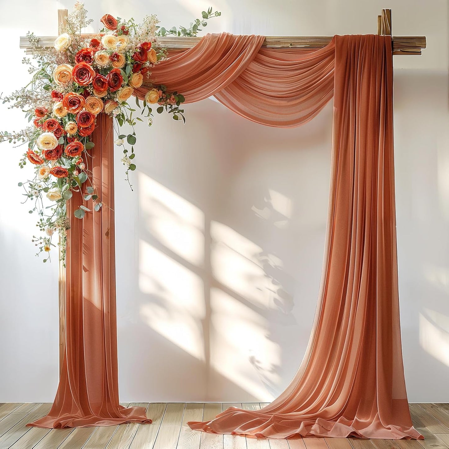 Terracotta Wedding Arch Draping Fabric 1 Panel 30'' x 20FT Terracotta Drapes Sheer Fabric Backdrop Arch Draping Fabrics for Wedding Ceremony Birthday Party Bridal Shower Decoration