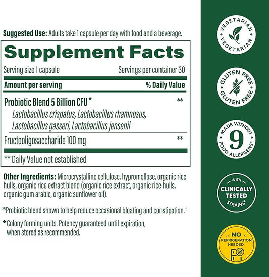 MegaFood Womens Probiotic + Prebiotic - Gluten-Free Prebiotics and Probiotics for Women, Supports Digestive Health & Regularity, Vaginal Probiotics for Healthy pH Levels, Vegetarian - 30 Capsules