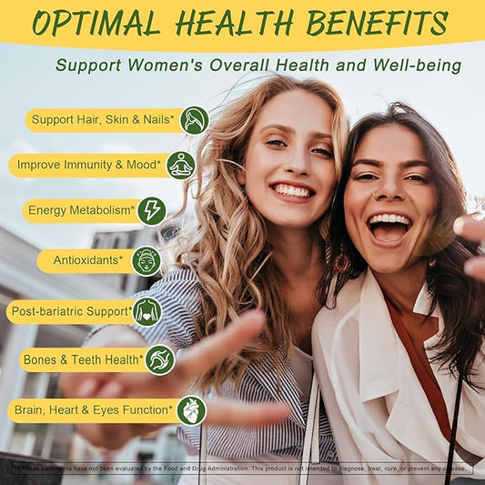 Sugar Free Multivitamin Gummies for Women 14+ w/Iron, Bariatric Multivitamin, Inositol, Folate, Biotin, Womens Daily Gummy w/Vitamin A, D, C, B, for Hair, Skin, Energy, Immune, Lemon Flavor