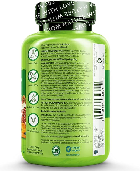 NATURELO Teen Multivitamin - Whole Food Multivitamin - with Minerals for Teenage Boys & Girls - Supplement for Active Kids - Non-GMO - Vegan & Vegetarian - 60 Capsules
