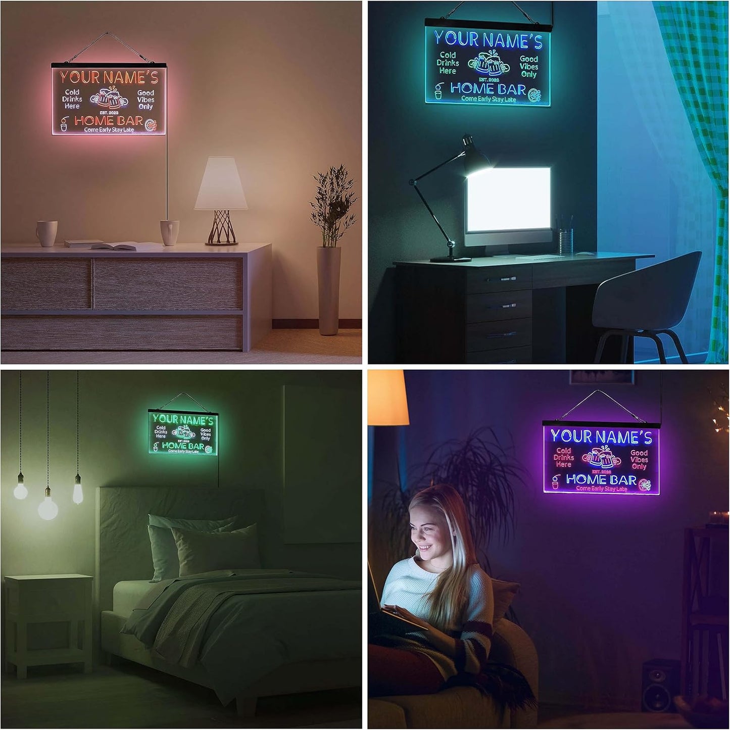 ADVPRO Personalized Your Name Custom Home Bar Beer Established Year Dual Color LED Neon Sign White & Orange 16 x 12 Inches st6s43-p1-tm-wo