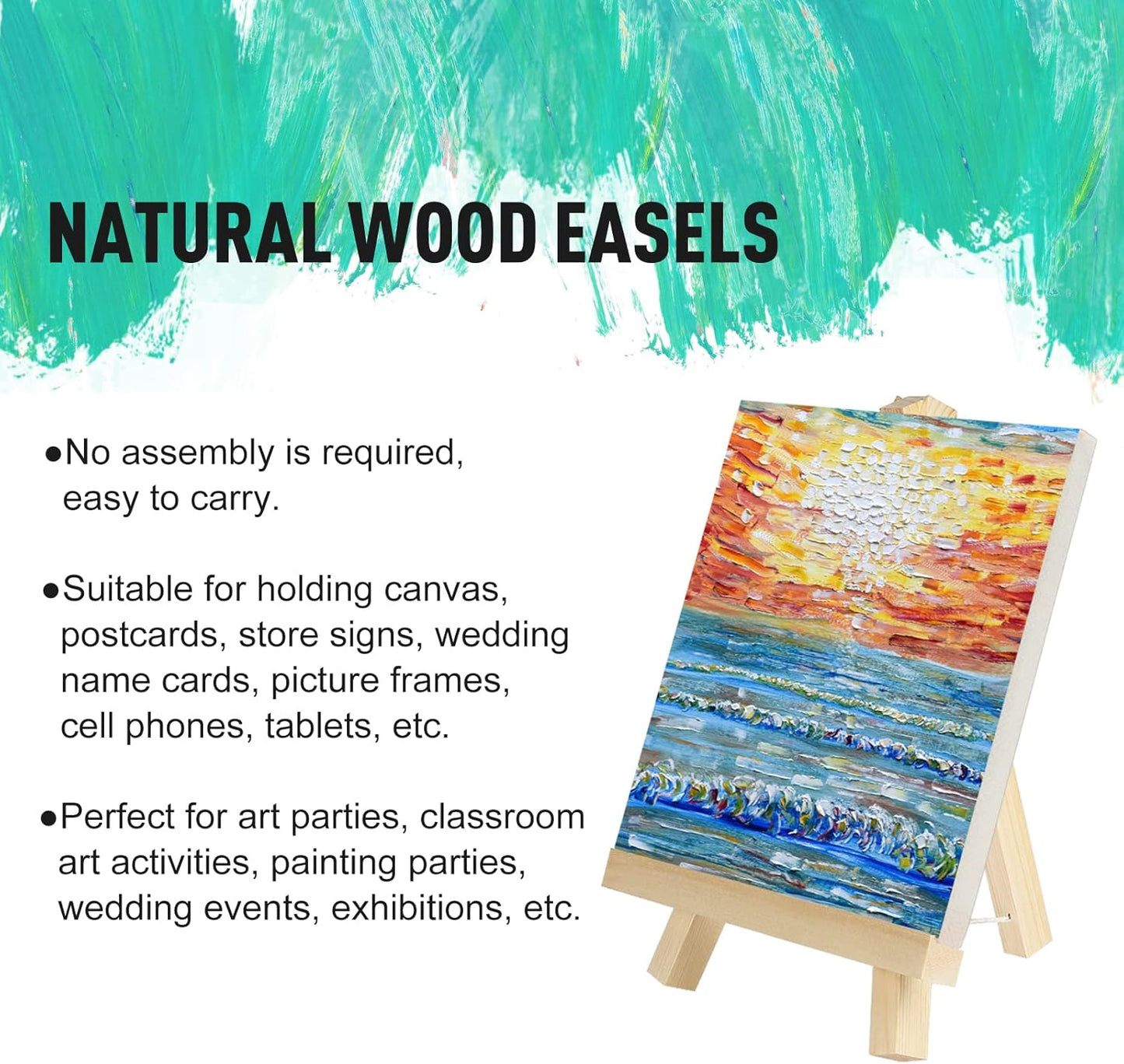 Kinlink 9 Inch Tall Wood Easels for Display Set of 18, Display Easel Tabletop, Painting Easel Stand for Artist Students