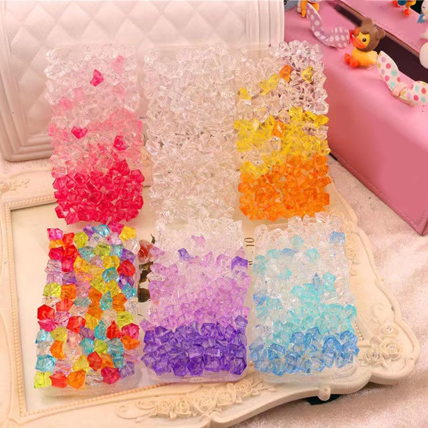 Multicolor Vase Fillers Sparkling Fake Crush Ice Rocks Acrylic Diamonds for Wedding Centerpieces Home Party Table Scatter Fake Diamonds Plastic Ice Cubes for Kids Toy Decoration Wedding Display