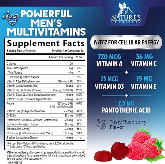 Multivitamin for Men - Daily Mens Multivitamins & Multiminerals with Vitamin D, Vitamin C, B12 Zinc & More - Energy, Memory, Focus & Immune Health Support - Essential for Men Over 40 - 60 Capsules