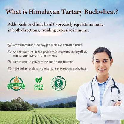 Himalayan Tartary Buckwheat Supplement with Quercetin, Vitamin C, D, Zinc, Curcumin for Immune Support & Antioxidant & Gut Health - 240 Vegan Capsules