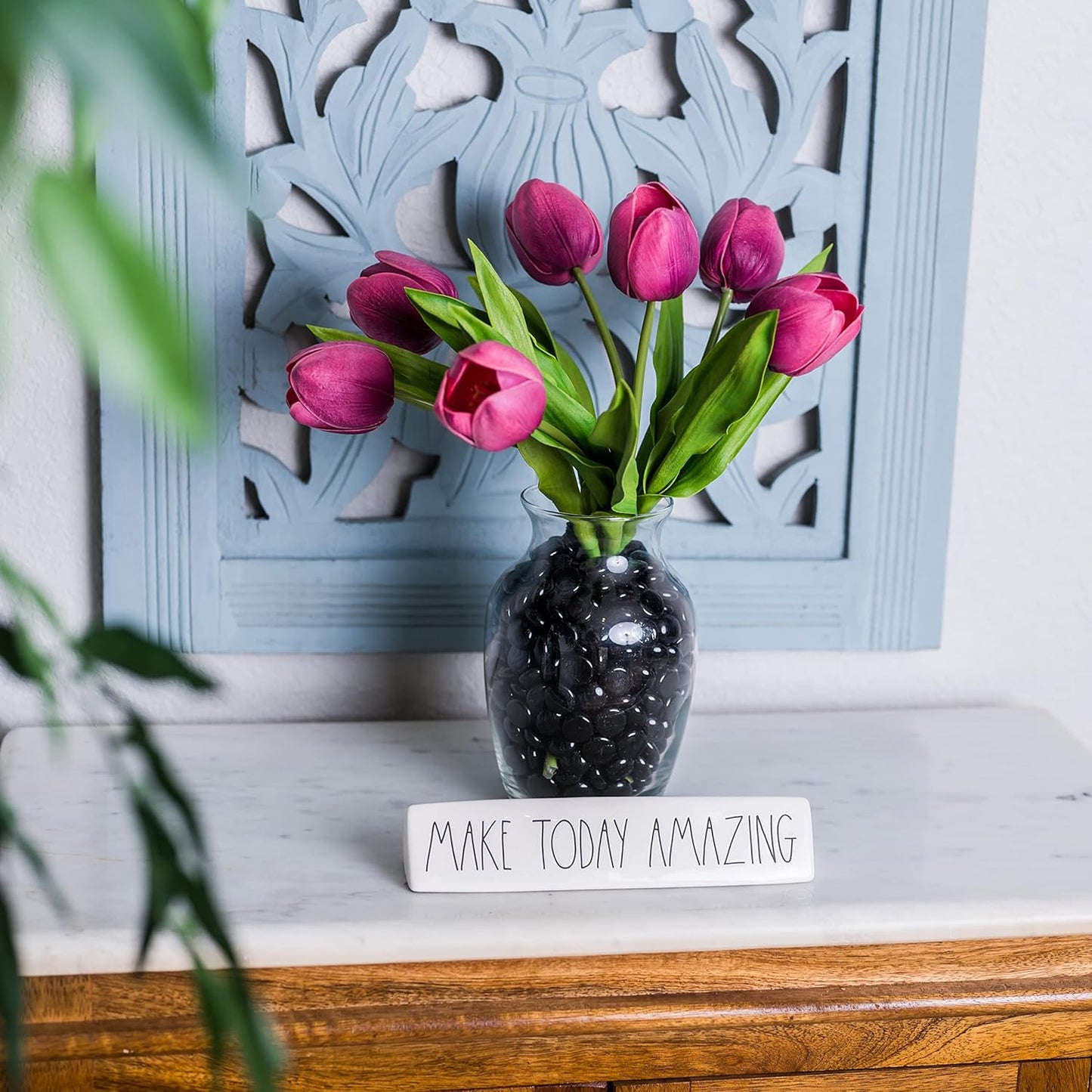 Galashield Flat Glass Marbles for Vases Black Glass Gems Beads Pebbles Vase Filler (5 LBS, Approx. 540 PCS)