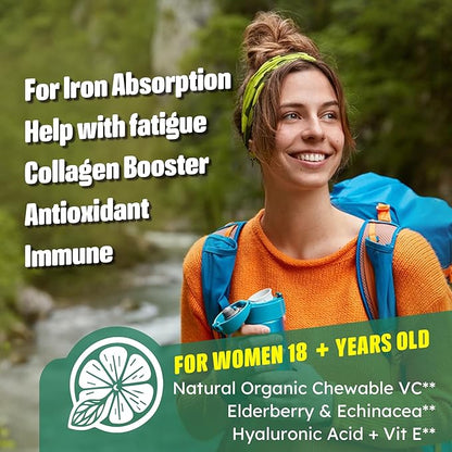 Liposomal Vitamin C 1000/200mg + D3 5000IU Zinc Gummies, Elderberry Echinacea for Immune, Folate, Hyaluronic Acid, Copper, VE for Beauty, CoQ10 Energy, Overall Health, Sugar Free, Chewable, Natural