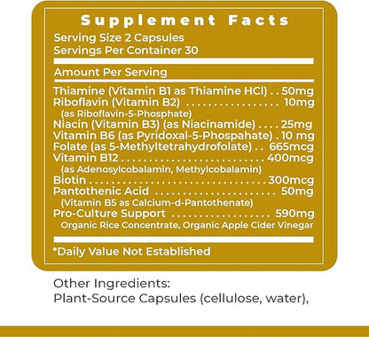 Premier Research Labs Complete B - Vitamin B Complex Supplement for Optimal Health | Vitamin B Supplement with Biotin | 9 Active B Vitamins | for Liver, Energy & Brain Support - 60 Capsules