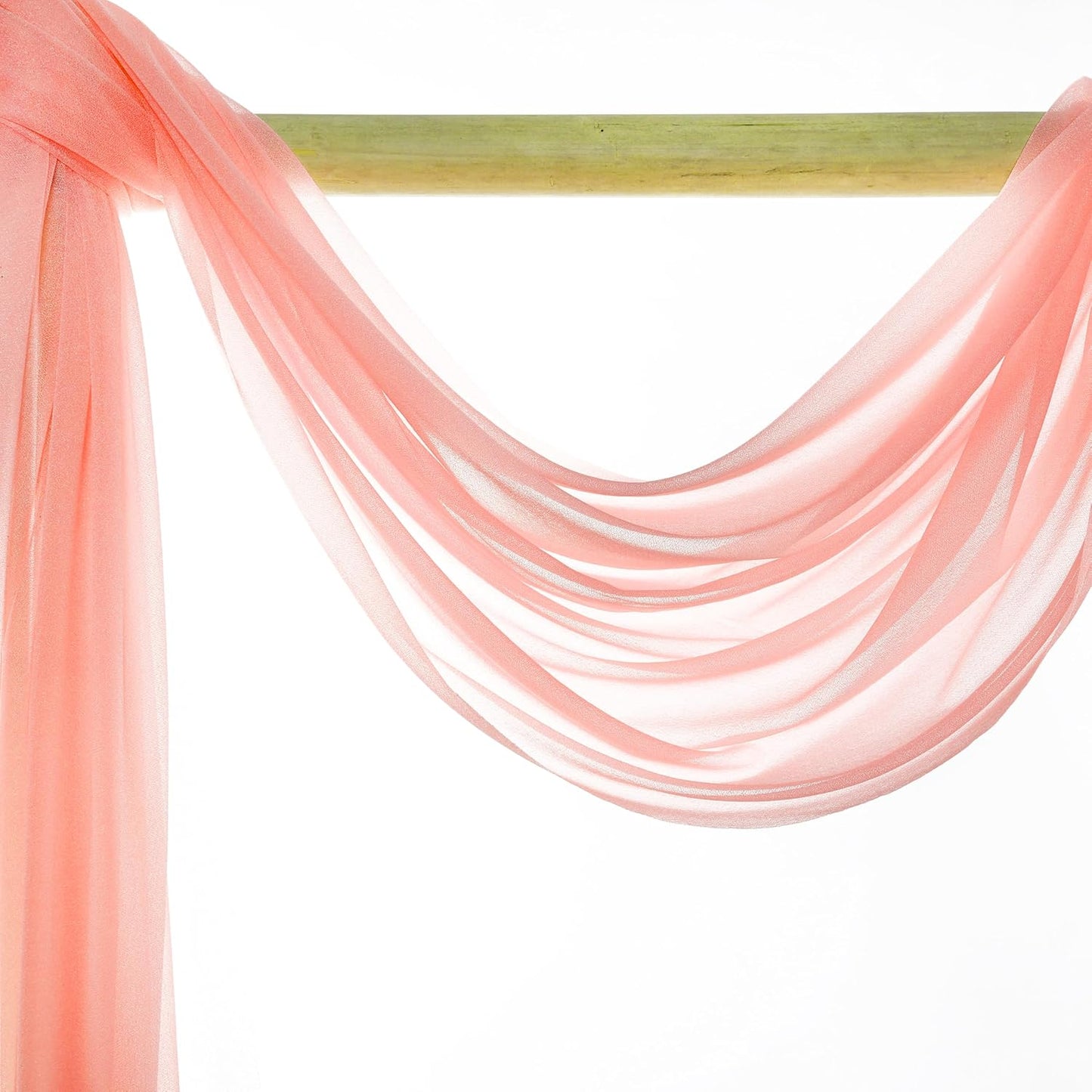 VDS Pack of 2 Panel (30 Inch X 20 Feet) Wedding Arch Draping Fabric Sheer Chiffon Fabric Drapery for Wedding Ceremony Reception Swag Backdrop Canopy Chuppah ARBO Altars Decoration (Peach)
