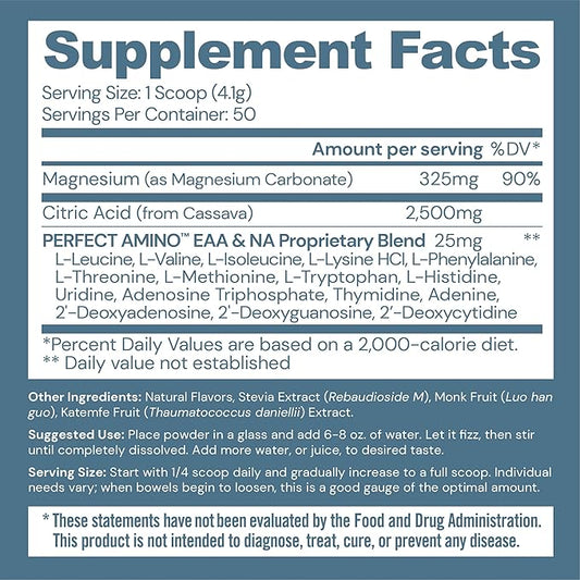 BodyHealth Body Calm Enhanced with PerfectAmino, High Absorption Magnesium Supplement for Men and Women, Magnesium Powder for Sleep, Berry Lemon (50 Servings)