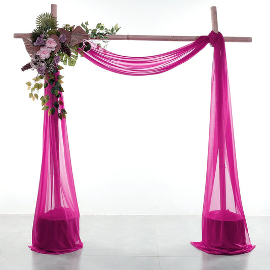 VDS Pack of 1 Panel (30 Inch X 20 Feet) Wedding Arch Draping Fabric Sheer Chiffon Fabric Drapery for Wedding Ceremony Reception Swag Backdrop Canopy Chuppah ARBO Altars Decoration (Magenta)