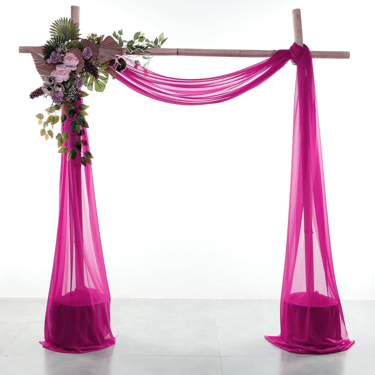 VDS Pack of 1 Panel (30 Inch X 40 Feet) Wedding Arch Draping Fabric Sheer Chiffon Fabric Drapery for Wedding Ceremony Reception Swag Backdrop Canopy Chuppah ARBO Altars Decoration (Magenta)