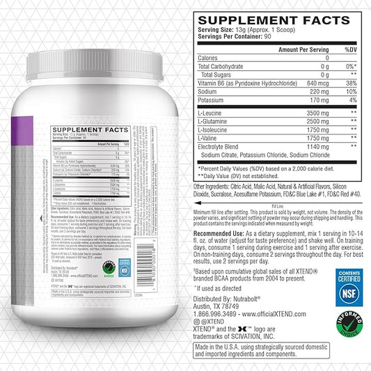 Xtend Original BCAA Powder 7g BCAA and 2.5g L-Glutamine, Sugar Free Post Workout Muscle Recovery Drink with Amino Acids for Men & Women, 90 Servings